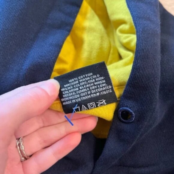 Wu Tang Clan Wear Hoodie Shaolin Embroidered Blue Yellow Colorblock Mens Size M - Picture 3 of 4